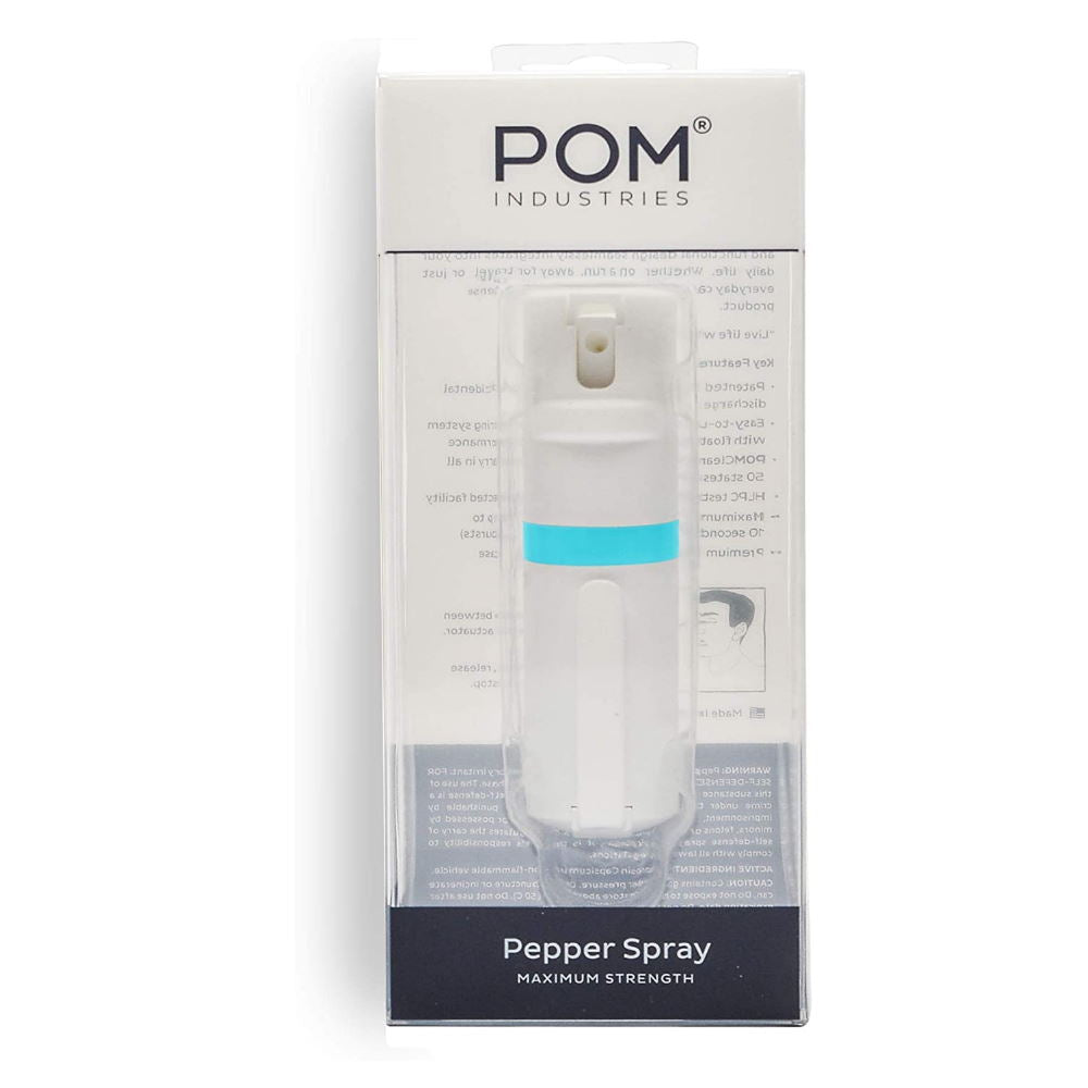 POM Clip Pepper Spray - White & Aqua (1.40% MC)