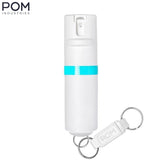 POM Keychain Pepper Spray - White & Aqua (1.40% MC)