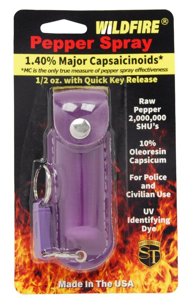 Wildfire Pepper Spray Fashion Leatherette Keychain Holster - .5 oz (1.4% MC)