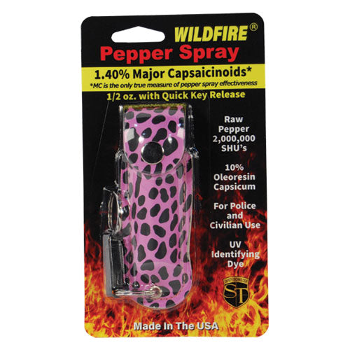 Wildfire Pepper Spray Fashion Leatherette Keychain Holster - .5 oz (1.4% MC)