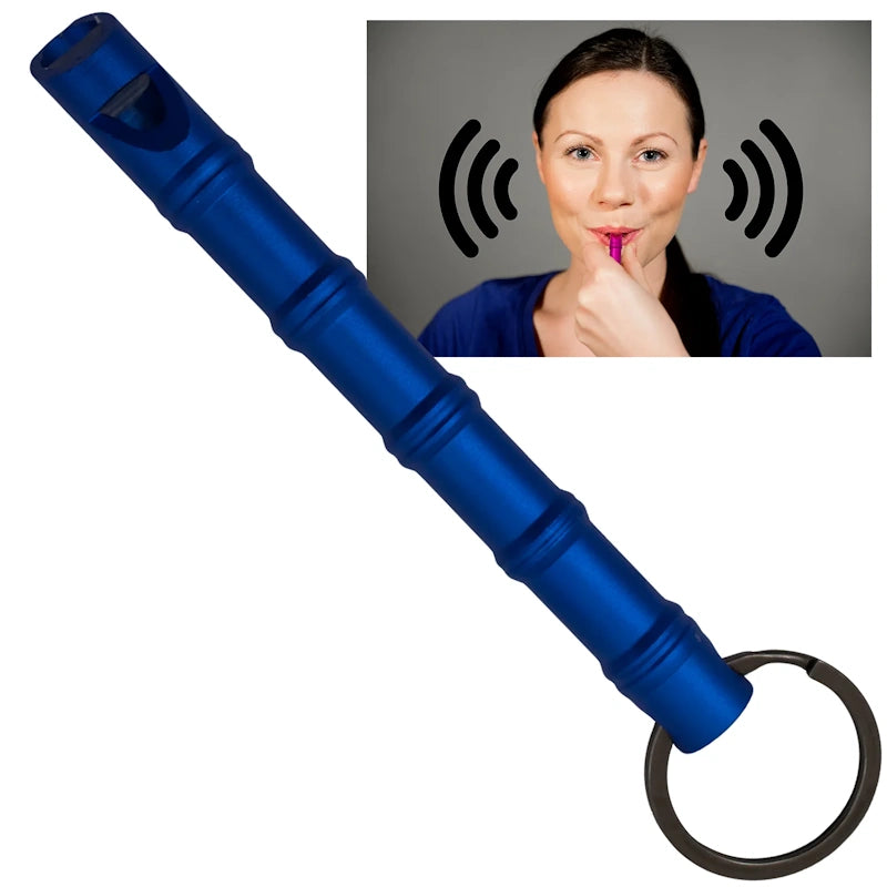 Kubotan Keychain with Emergency Whistle - Blue