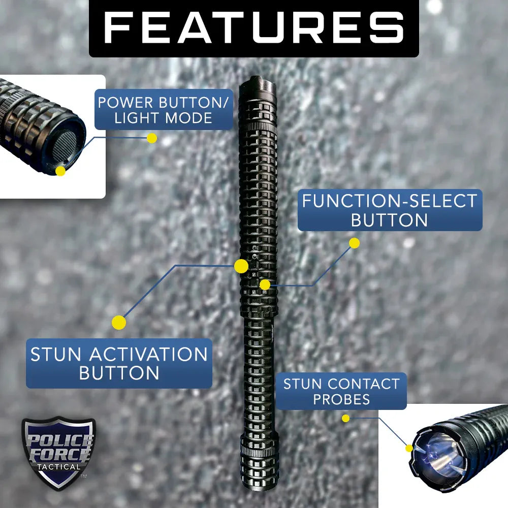 Police Force Tactical Metal Stun Baton 12 MV
