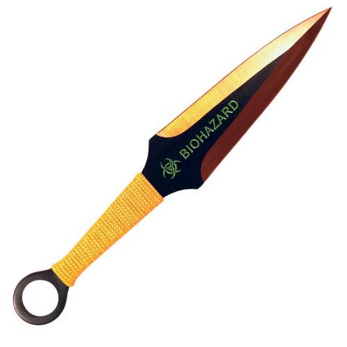 2 Piece Throwing Knife Black Gold Color Biohazard