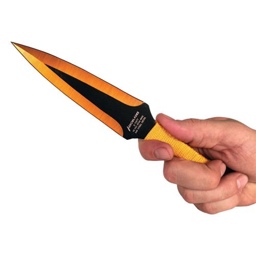 2 Piece Throwing Knife Black Gold Color Biohazard