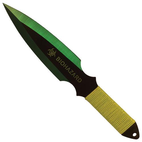 2 Piece Throwing Knife Green Color Biohazard