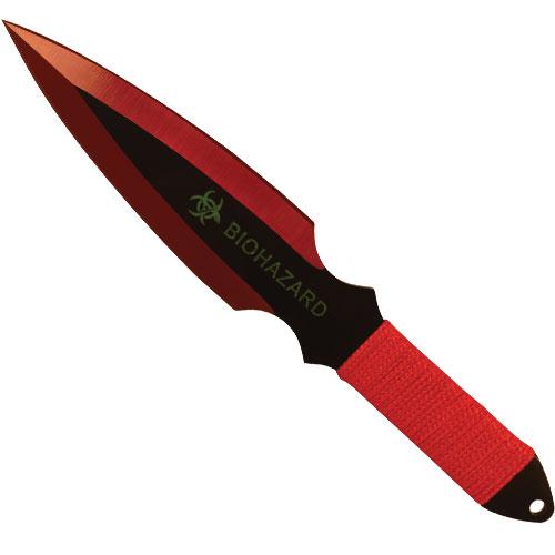 2 Piece Throwing Knife Red Color Biohazard