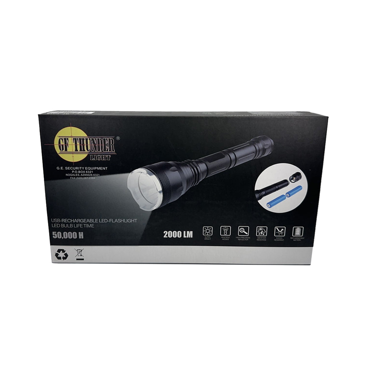 GF Thunder Rechargeable 2000 Lumen Flashlight – Guardian Self Defense GF Thunder Rechargeable 2000 Lumen Flashlight – Guardian Self Defense