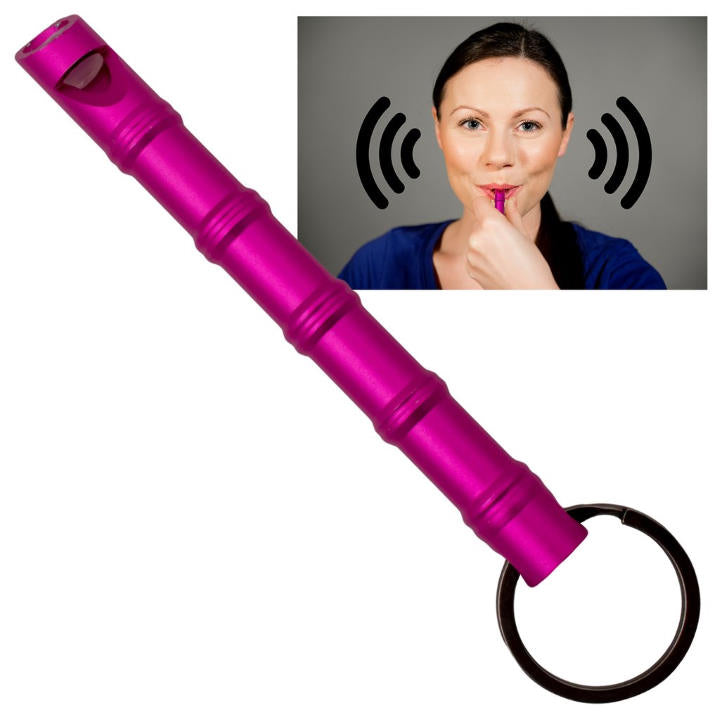 Kubotan Self-Defense Keychain with Emergency Whistle - Pink