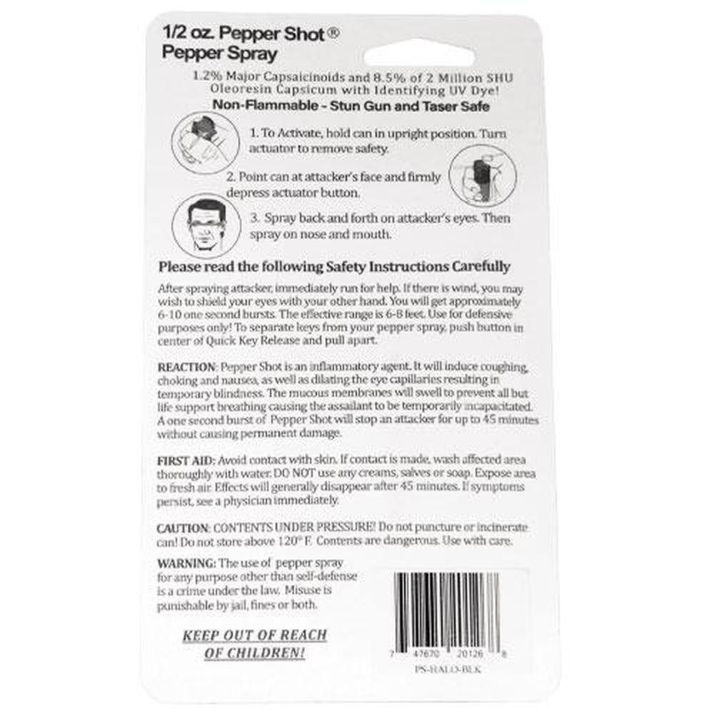 Pepper Shot Pepper Spray Halo Keychain - .5 oz (1.2% MC) - Guardian Self Defense