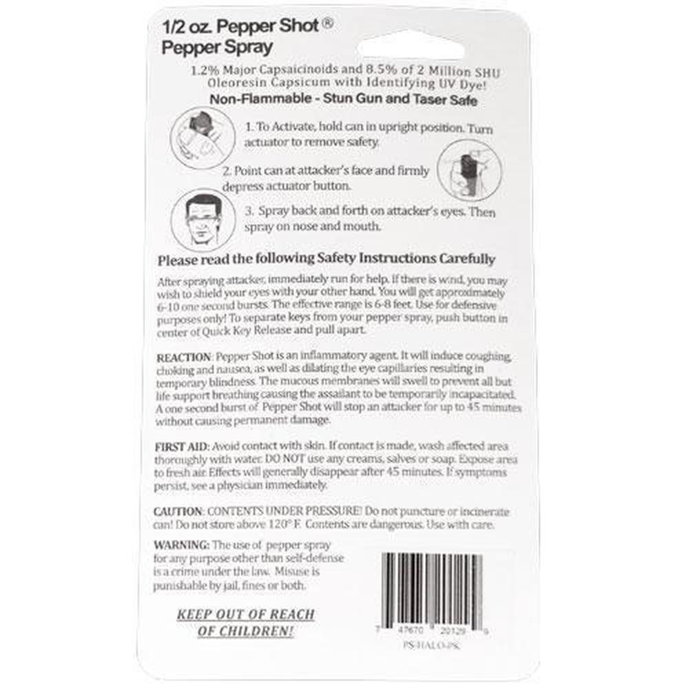Pepper Shot Pepper Spray Halo Keychain - .5 oz (1.2% MC) - Guardian Self Defense