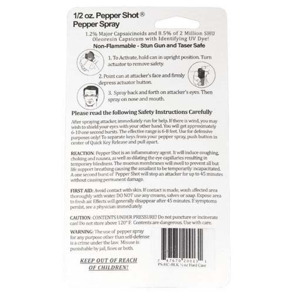 Pepper Shot Pepper Spray Hard Case Keychain - .5 oz (1.2% MC)