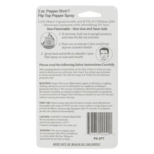 Pepper Shot Pepper Spray Flip Top Stream - 2 oz (1.2% MC)