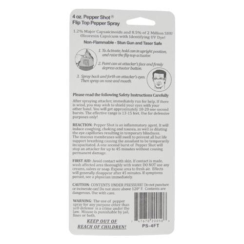Pepper Shot Pepper Spray Flip Top Stream - 4 oz (1.2% MC)
