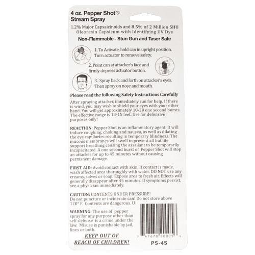 Pepper Shot Pepper Spray Stream - 4 oz (1.2% MC) - Guardian Self Defense