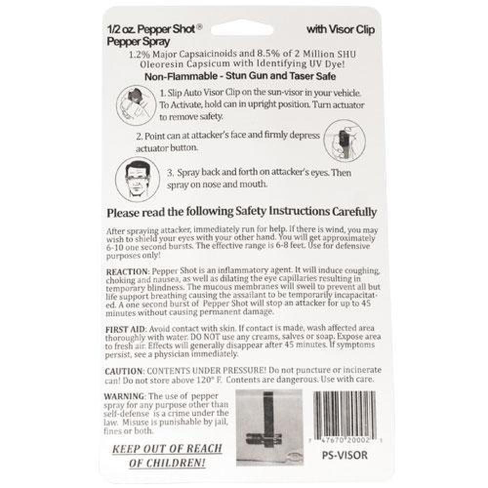 Pepper Shot Pepper Spray Car Visor (1.2% MC) - Guardian Self Defense