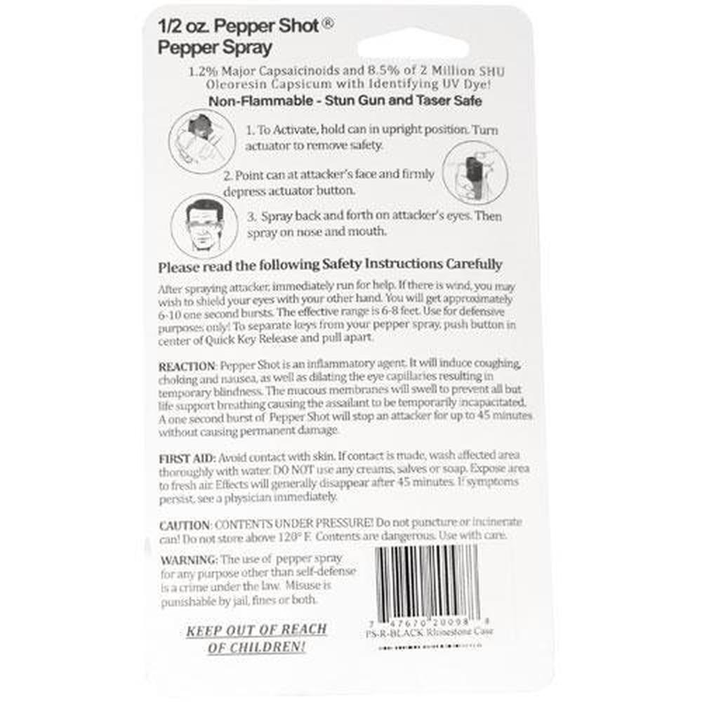 Pepper Shot Pepper Spray Soft Case Rhinestone - .5 oz (1.2% MC)