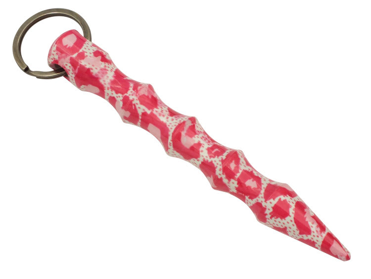 Wavy Kubotan Tactical Keychain - Leopard Pink