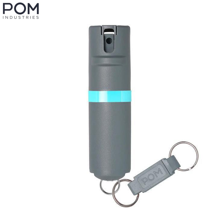POM Keychain Pepper Spray - Grey & Aqua (1.40% MC)