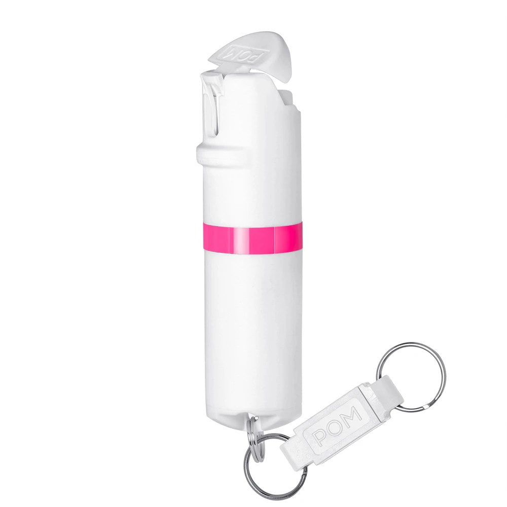 POM Keychain Pepper Spray - White & Pink (1.40% MC)
