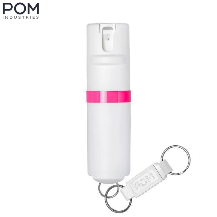 POM Keychain Pepper Spray - White & Pink (1.40% MC)