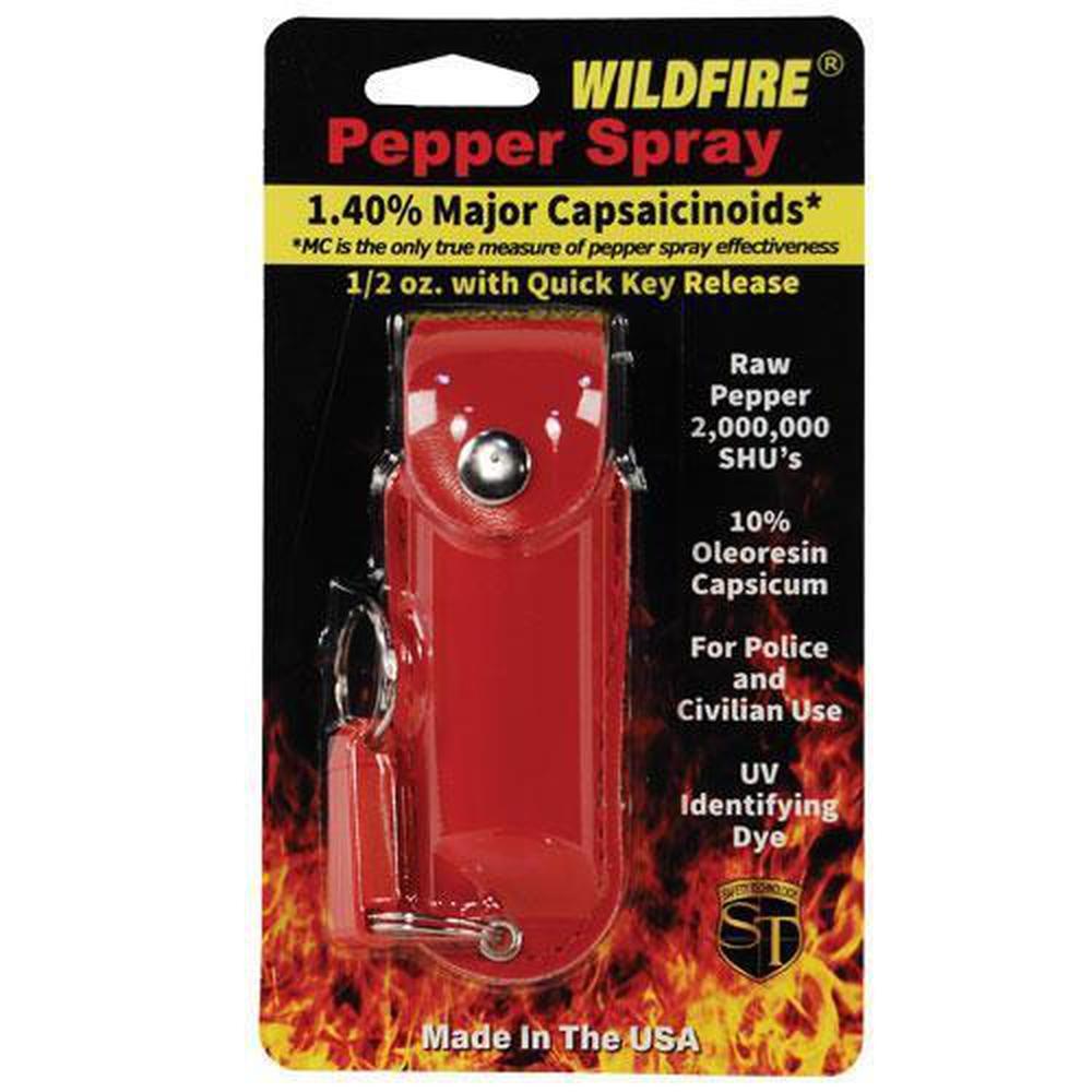 Wildfire Pepper Spray Fashion Leatherette Keychain Holster - .5 oz (1.4% MC)