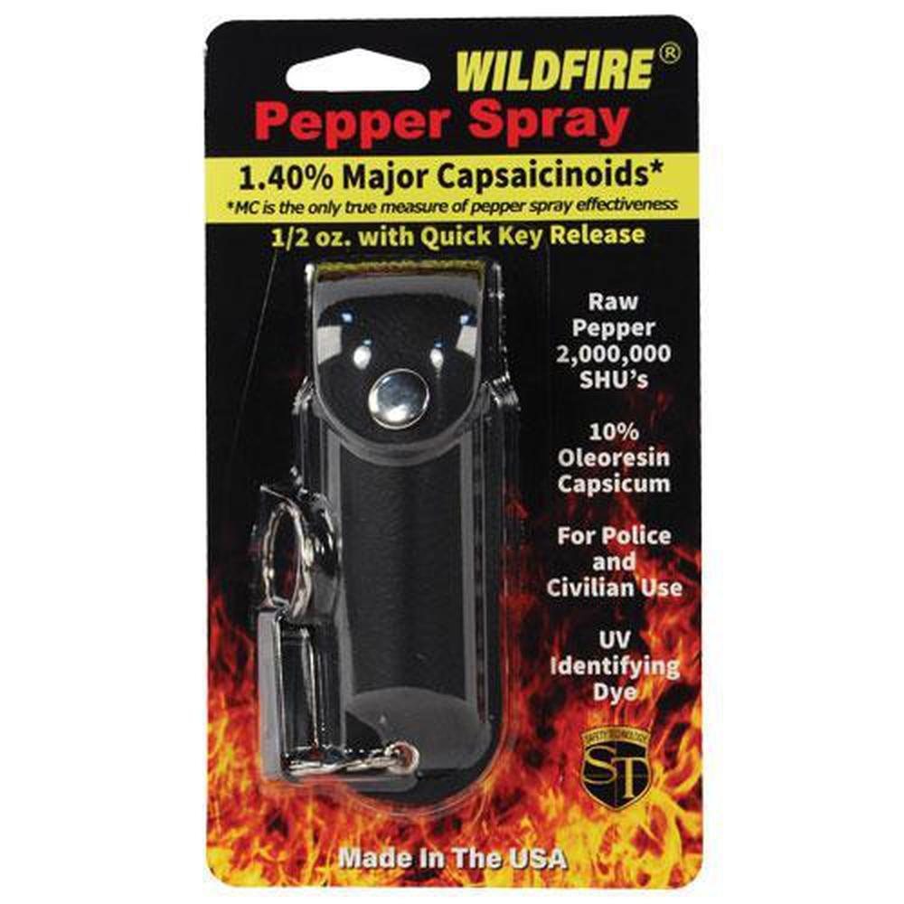 Wildfire Pepper Spray Fashion Leatherette Keychain Holster - .5 oz (1.4% MC)