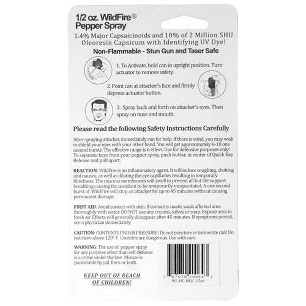 Wildfire Pepper Spray Hard Case Quick Release Keychain - .5 oz (1.4% MC)