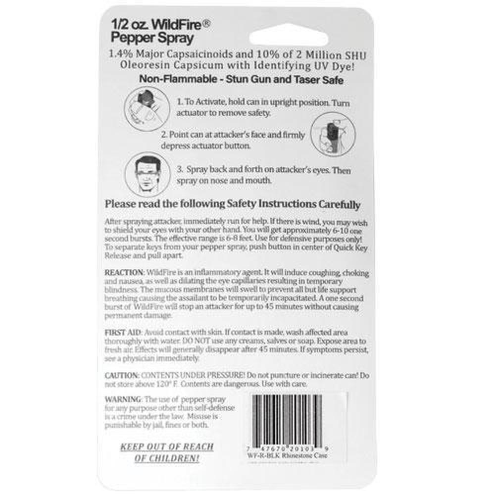 Wildfire Pepper Spray Rhinestone Keychain Soft Case - .5 oz (1.4% MC) - Guardian Self Defense