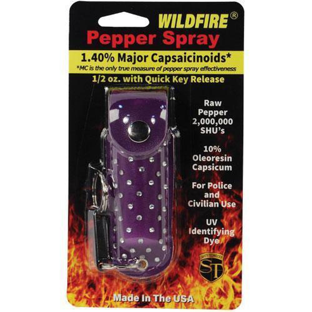 Wildfire Pepper Spray Rhinestone Keychain Soft Case - .5 oz (1.4% MC) - Guardian Self Defense