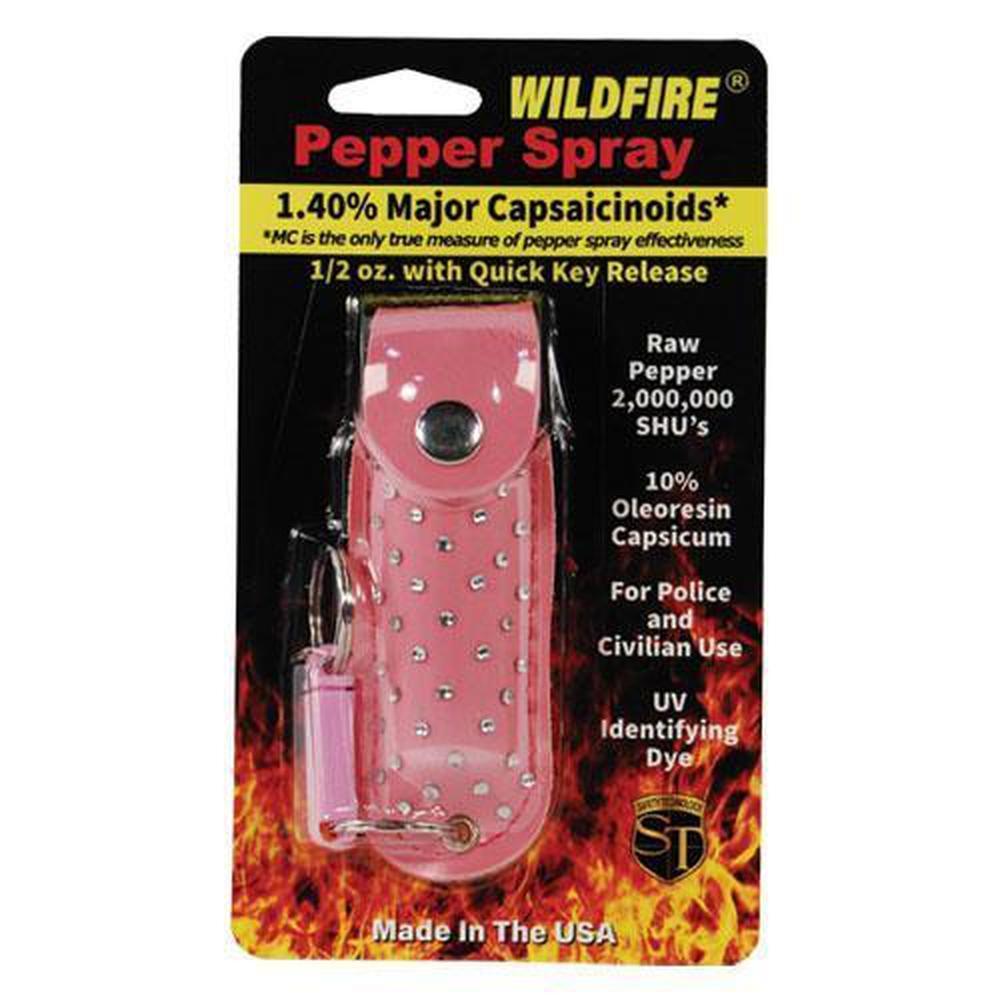 Wildfire Pepper Spray Rhinestone Keychain Soft Case - .5 oz (1.4% MC) - Guardian Self Defense